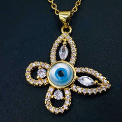 Evil Eye Butterfly 18K Gold Pendant Pendant Chain for Women