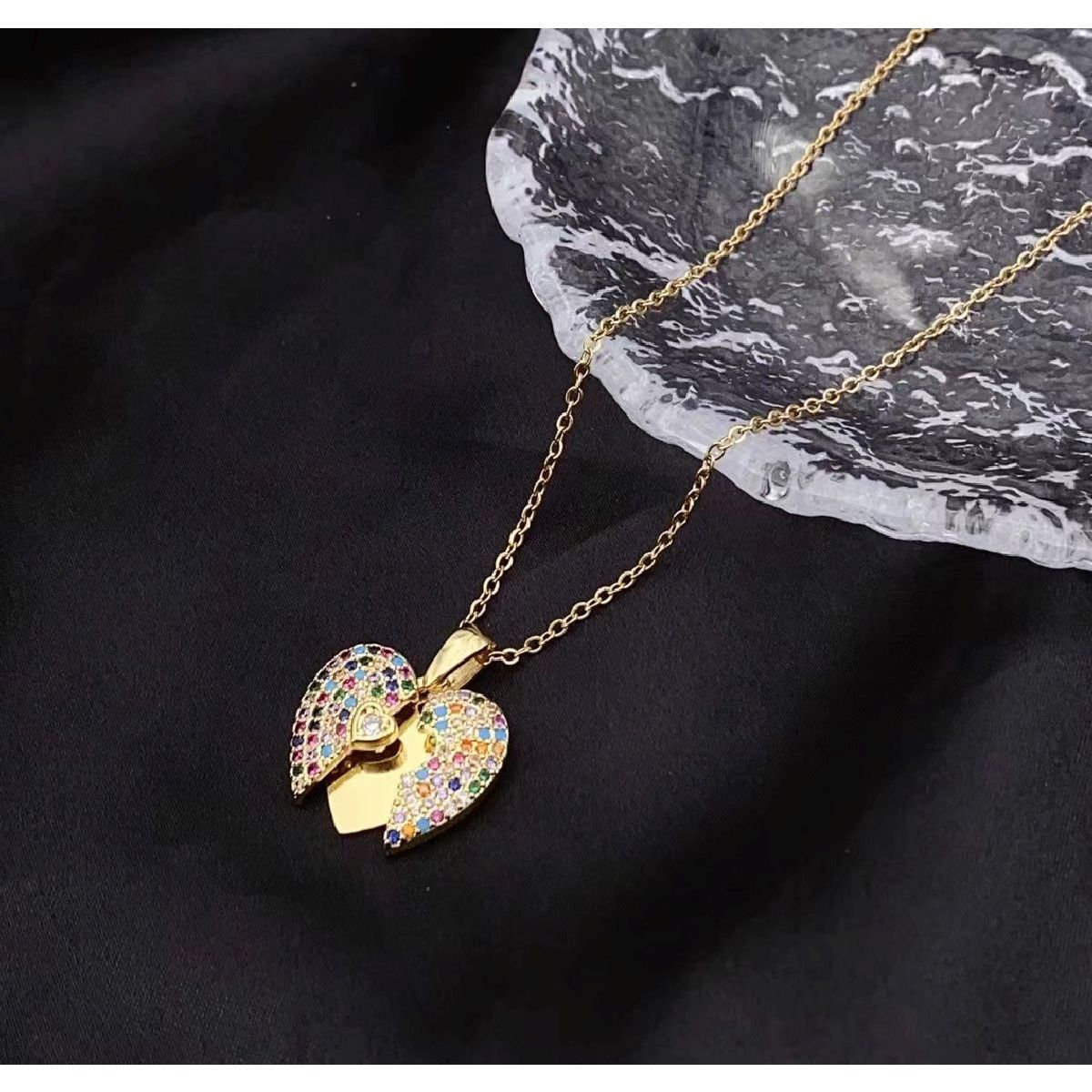 Angle Wings Heart Love Multi Color Pendant Chain For Women – ZIVOM