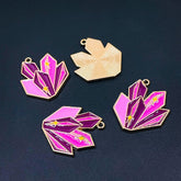Copper Enamel Pink Purple Gold Cluster Charm For Women