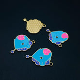 Copper Enamel Blue Pink Gold Cartoon Pigc Charm For Women