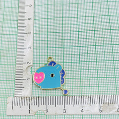 Copper Enamel Blue Pink Gold Cartoon Pigc Charm For Women