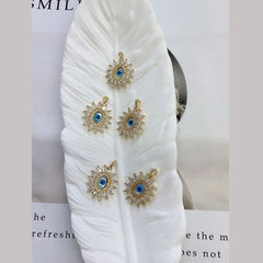 Evil Eye Flower Pear Cubic Zirconia 18K Gold Copper Pendant Chain Women