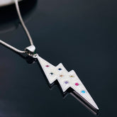 Lightening Thunder White Enamel Silver Pendant Chain for Women