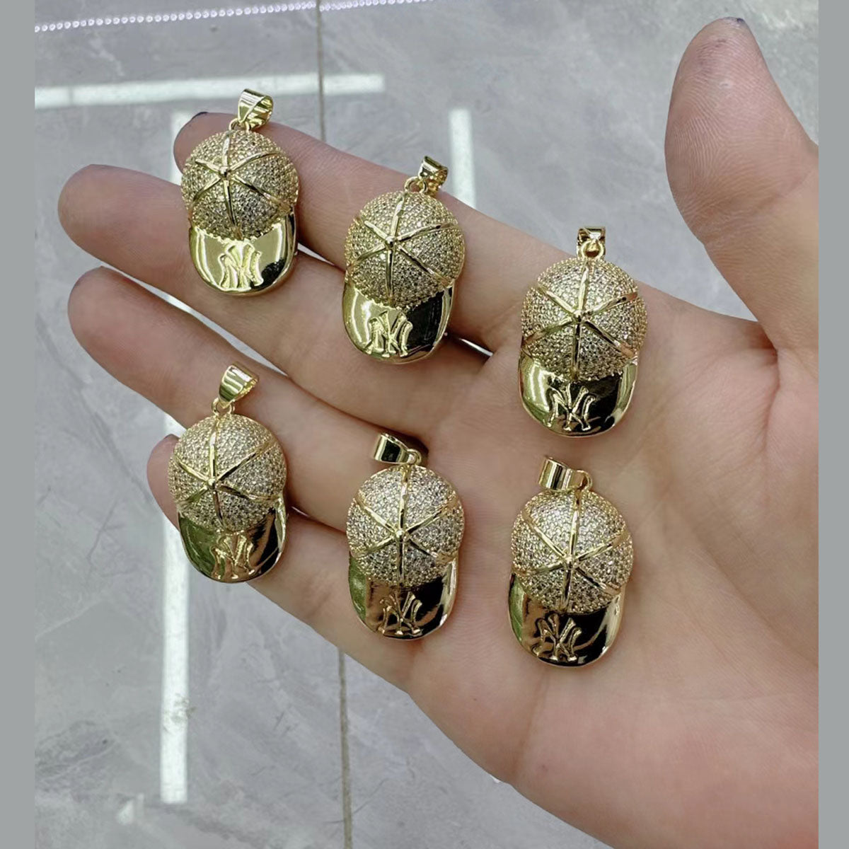 NBA Cap Cubic Zirconia 18K Gold Copper Pendant Chain For Women