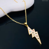 Lightening Thunder White Enamel 18K Gold Pendant Chain for Women