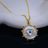 Heart Love Evil Eye 18K Gold Pendant Chain for Women