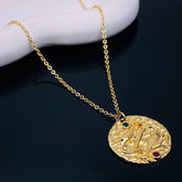 Pisces Beaten 18K Gold Medallion Zodiac Sign Chain for Women