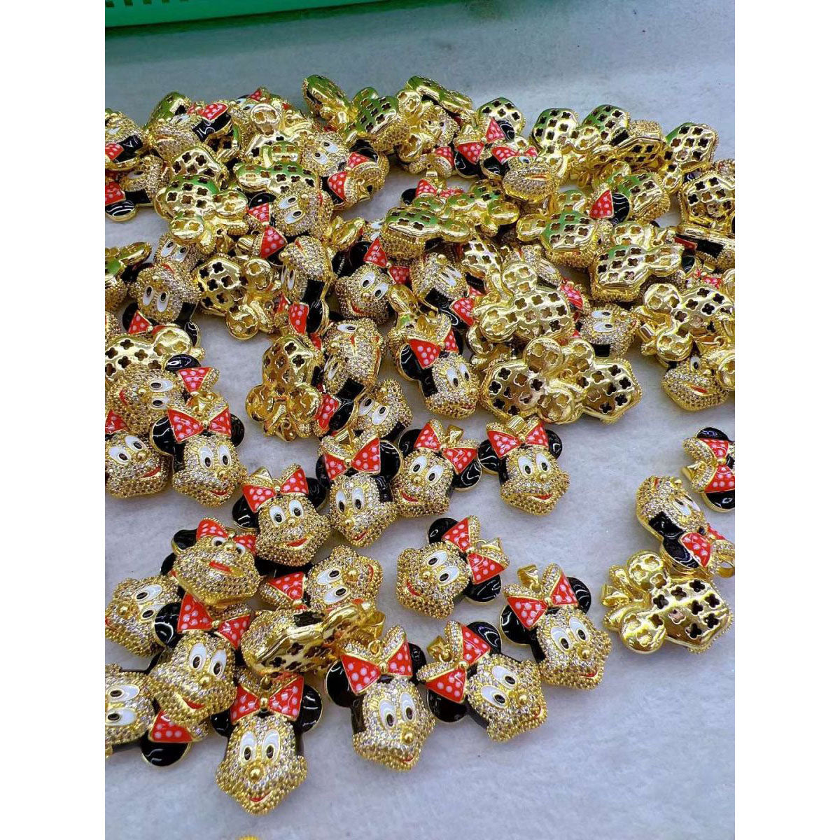 Minnie Mouse Red Cubic Zirconia Copper Pendant Chain For Women