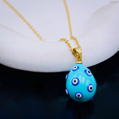 White Drop Pearl Evil Eye 18K Gold Pendant Chain for Women