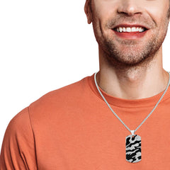 Army Military Black Silver 316L Stainless Steel Dog Tag Customized Personalised Laser Engraved Pendant Chain for Men