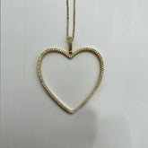Large Heart Love Cubic Zirconia 18K Gold Anti Tarnish Pendant Chain for Women