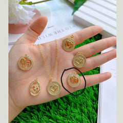 Ek Onkar Medallion Cubic Zirconia 18K Gold Anti Tarnish Pendant Chain for Women