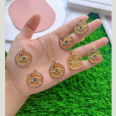 Evil Eye Cycle Wheel Medallion 18K Gold Anti Tarnish Pendant Chain for Women