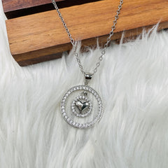 Heart Cubic Zirconia Silver Anti Tarnish Necklace Pendant Chain