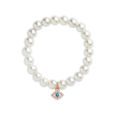 Brass 18k Evil Eye Charm Embellishment Bracelet For Women