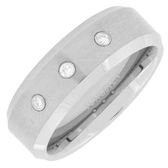 Stylish American Diamonds In Tungsten Rhodium Wedding Engagement Band Ring Boys Men
