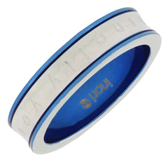 Stylish Neon Blue Eternally Yours Tungsten Rhodium Wedding Engagement Band Ring Boys Men