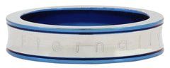 Stylish Neon Blue Eternally Yours Tungsten Rhodium Wedding Engagement Band Ring Boys Men