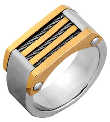 Stylish Surgical Stainless Steel 18K Gold Rhodium Wedding Engagement Ring Boys Men