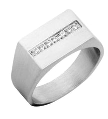 Stylish Surgical Stainless Steel Rhodium Wedding Engagement Ring Boys Men