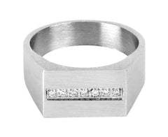 Stylish Surgical Stainless Steel Rhodium Wedding Engagement Ring Boys Men