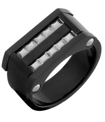 Stylish Surgical Stainless Steel Black Rhodium Wedding Engagement Ring Boys Men