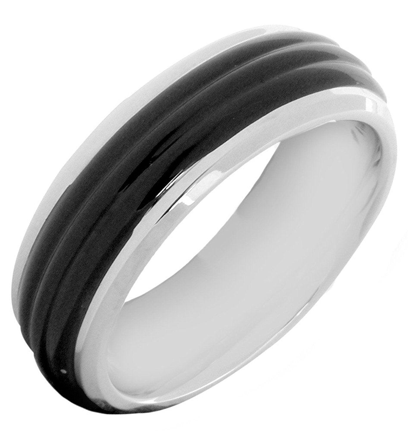 Stylish Surgical Stainless Steel Black Rhodium Wedding Engagement Band Ring For Men
