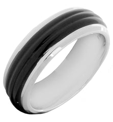 Stylish Surgical Stainless Steel Black Rhodium Wedding Engagement Band Ring For Men