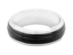 Stylish Surgical Stainless Steel Black Rhodium Wedding Engagement Band Ring For Men