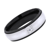 Stylish Surgical Stainless Steel Black Rhodium CZ Wedding Engagement Band Ring Boys Men
