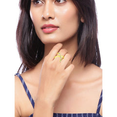 Stylish 316L Surgical Stainless Steel 18K Gold American Diamonds Wedding Engagement Dual Joint Band Ring Boysmen