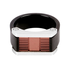 Stylish 316L Surgical Stainless Steel Rose Gold Black Rhodium Wedding Engagement Ring Boys Men