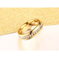 Stylish Promise CZ Stainless Steel Eternity Gold Band Ring