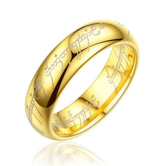 Lord Of The Rings Inscription Stainless Steel Gold Band Ring
