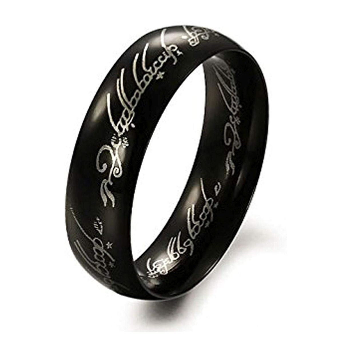 Lord Of The Rings Inscription Stainless Steel Black Band Ring