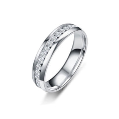 Stylish Promise Stainless Steel Silver Eternity Band Ring