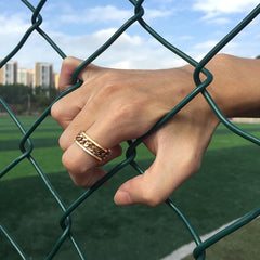 Rotatable Fidget Spinner Curb Chain Stainless Steel Silver Eternity Band Ring