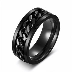 Rotatable Fidget Spinner Curb Chain Stainless Steel Gold Eternity Band Ring