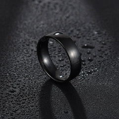 Stylish Promise Stainless Steel Never Fade Black Band Ring