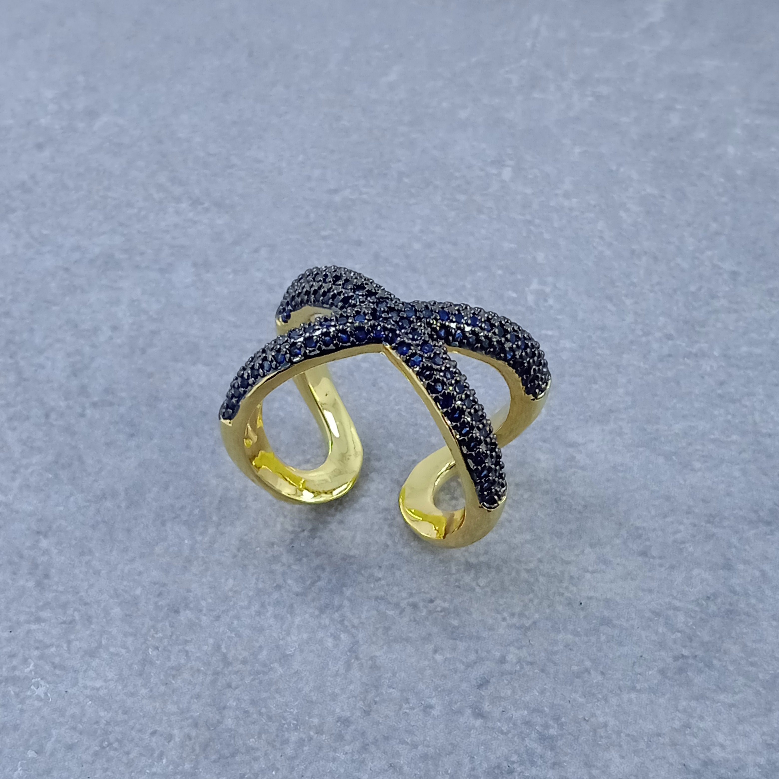 Stylish Cross Black Spinal Gold Adjustable Free Size Band Ring Women Gift