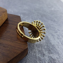 Flower Evil Eye White Enamel Gold Adjustable Free Size Band Ring Women Gift