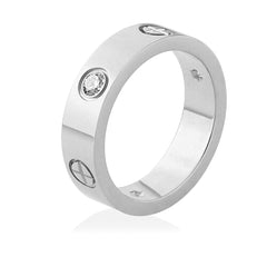 Cubic Zirconia Silver Stainless Steel Band Ring Women Gift