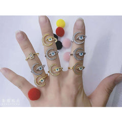 Evil Eye Silver Copper Band Ring Adjustable Free Size For Women