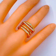 Hexagon Silver Copper Band Ring Adjustable Free Size For Women
