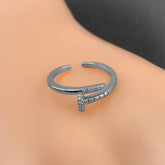 Silver Copper Band Ring Adjustable Free Size For Women