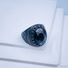 Stylish Daily Party Biker Alloy Crystal Black Round Ring For Men