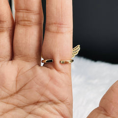 Wings Black Blue Gold Copper American Diamond Crystal Adjustable Band Ring For Women