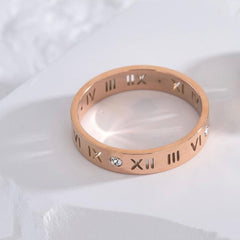 Roman Rose Gold Band Ring For Women Rose Gold