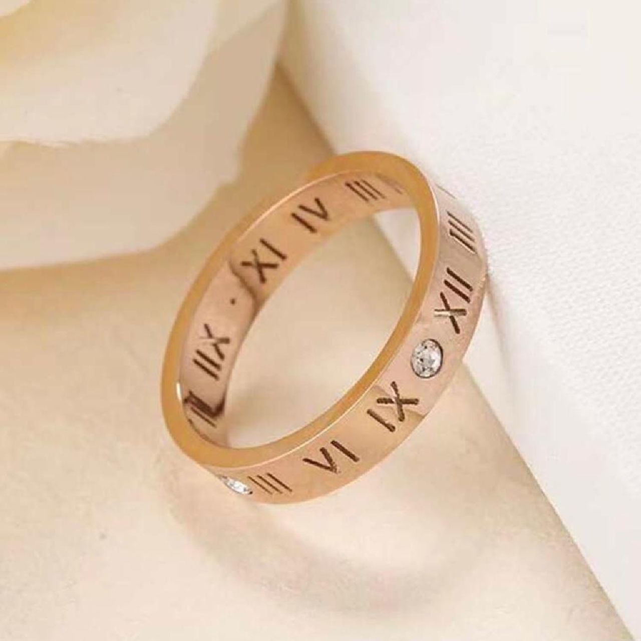 Roman Rose Gold Band Ring For Women Rose Gold