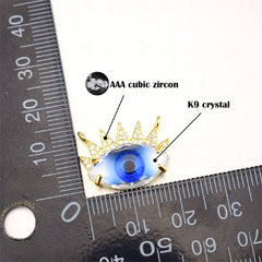 Eye Lash Evil Eye Glass Gold Green American Diamond Band Ring For Women